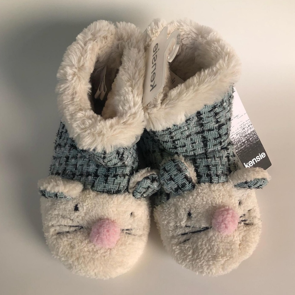 Kenzie Plush Slippers Kitty Booties
